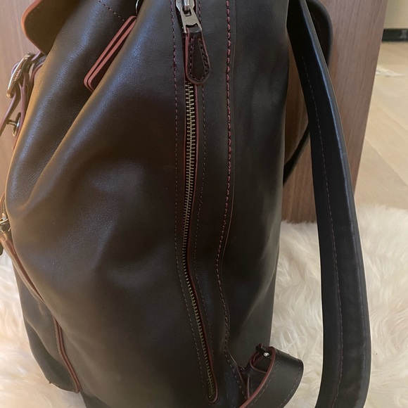 NEW Coach Black leather backpack with red trim - Picture 4 of 9